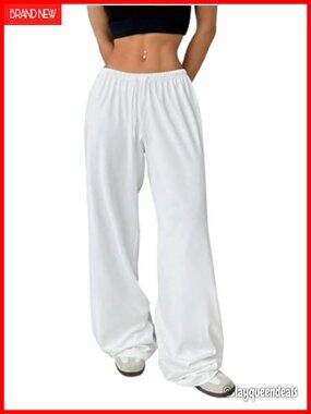 Wide Leg Sweatpants Drawstring Waist Casual Loose Baggy Workout Pants